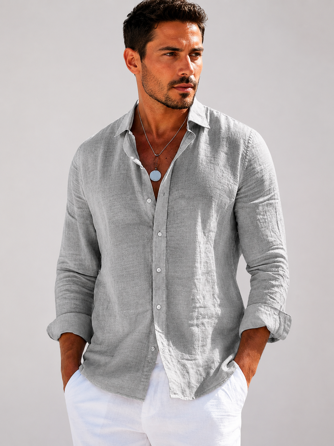 Men’s Blend Long Sleeve Shirt with Button Closure