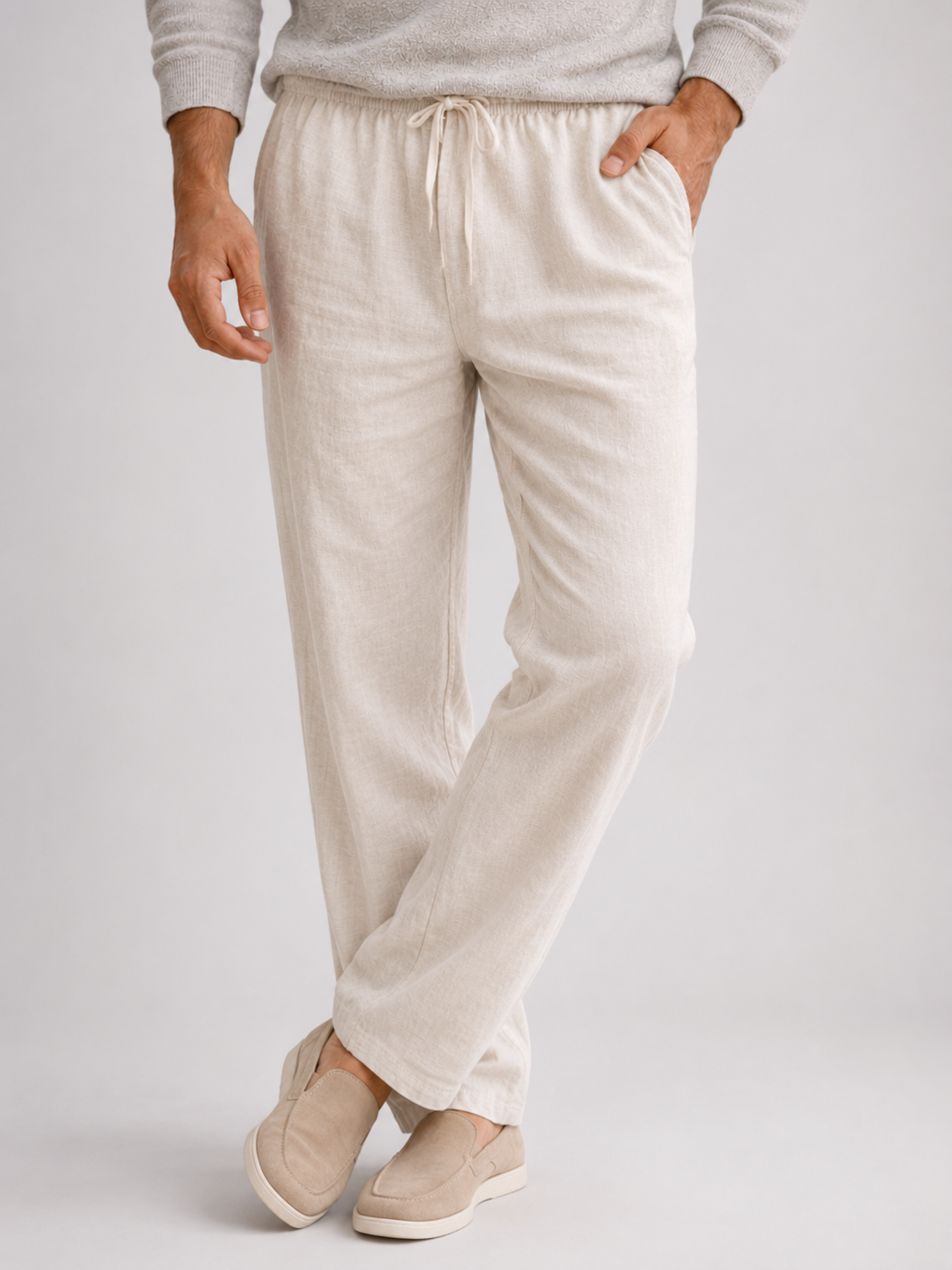 Men’s Drawstring Pants with Elastic Waist and Side Pockets