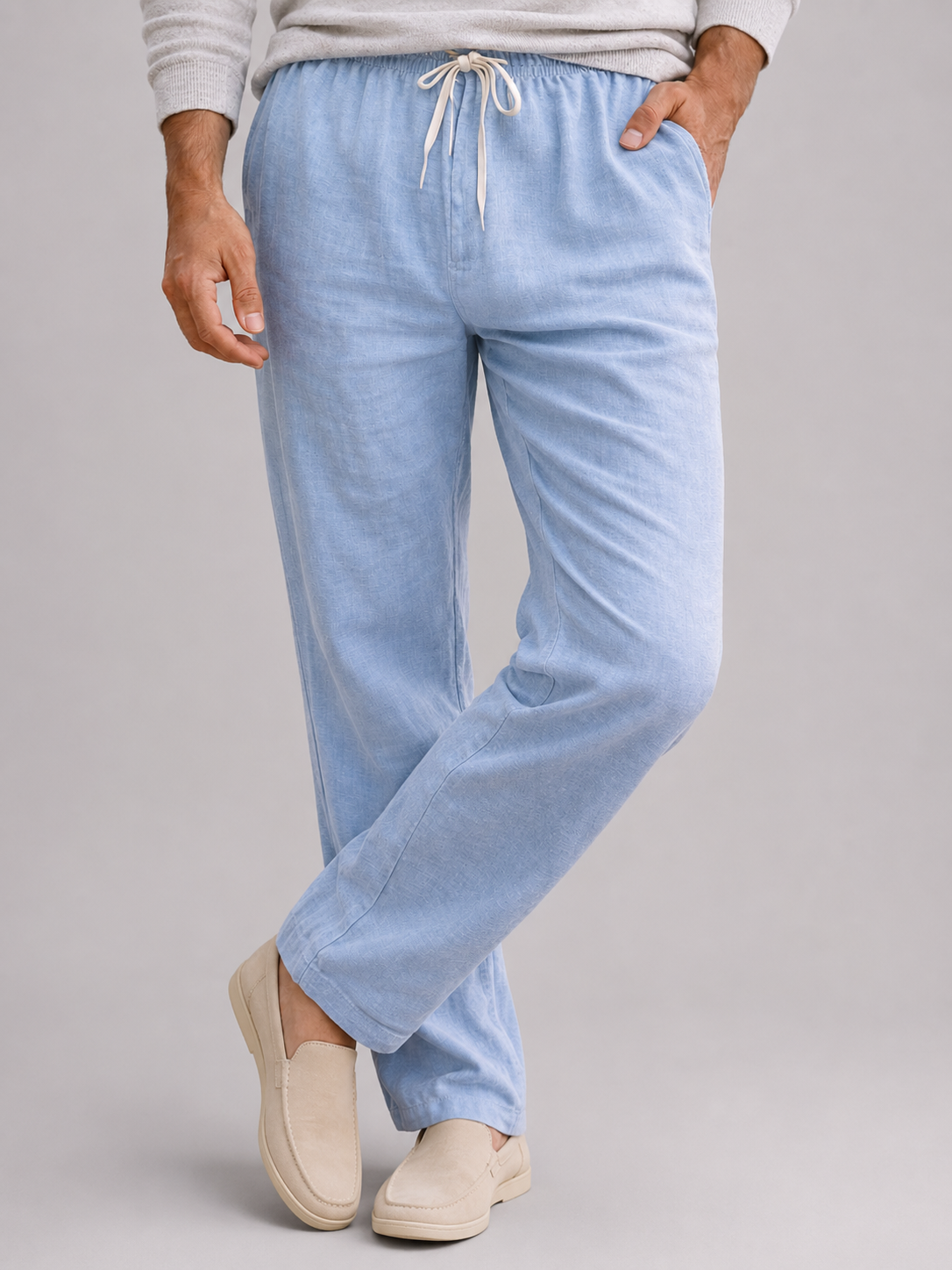 Men’s Drawstring Pants with Elastic Waist and Side Pockets