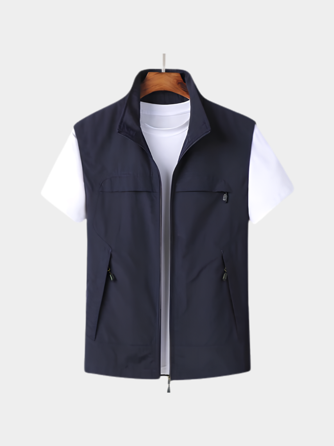 Men’s Gilet Jacket with Zipper and Multiple Pockets