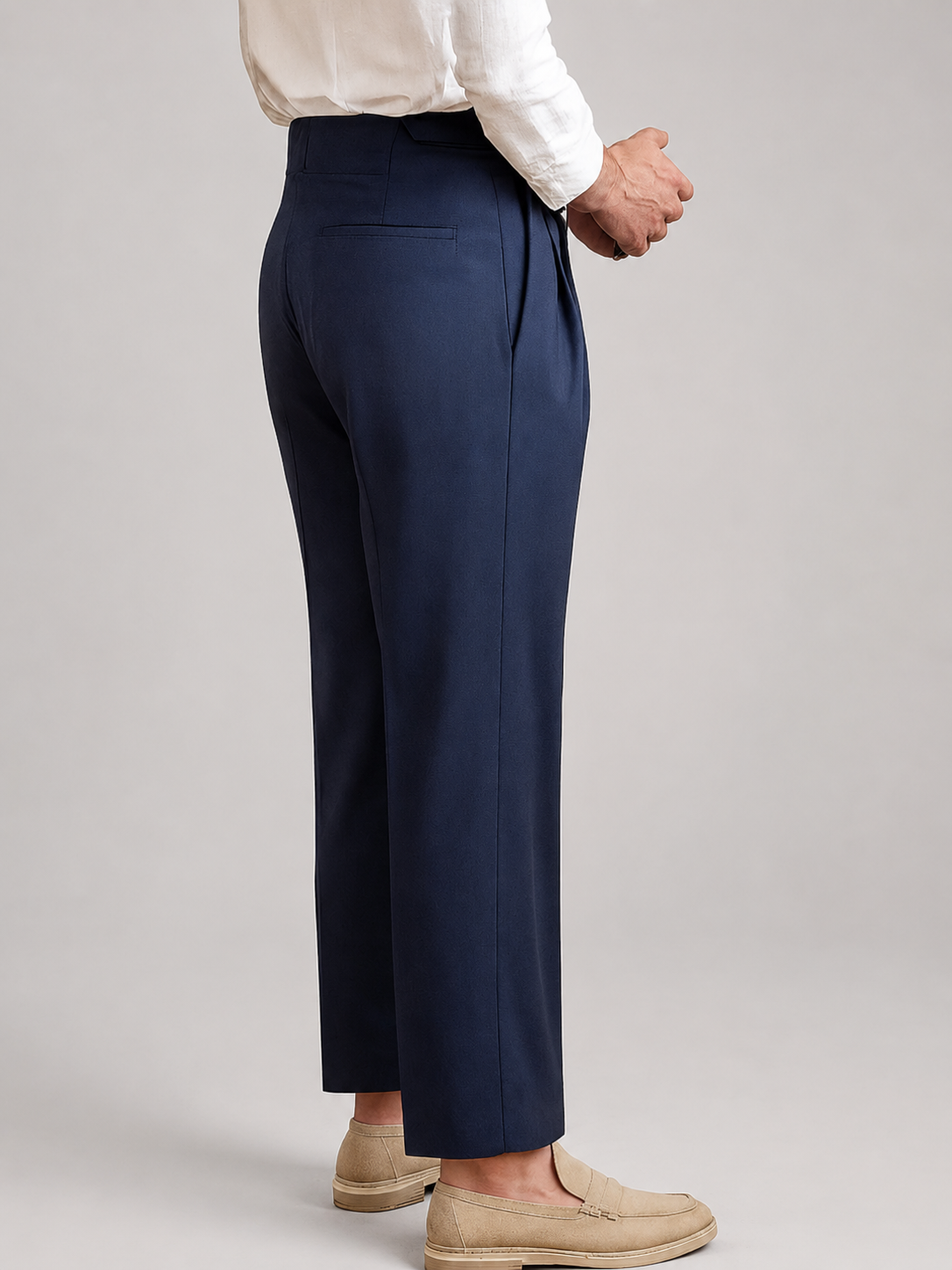 Men’s High-Waist Pants with Slim Fit and Tapered Leg