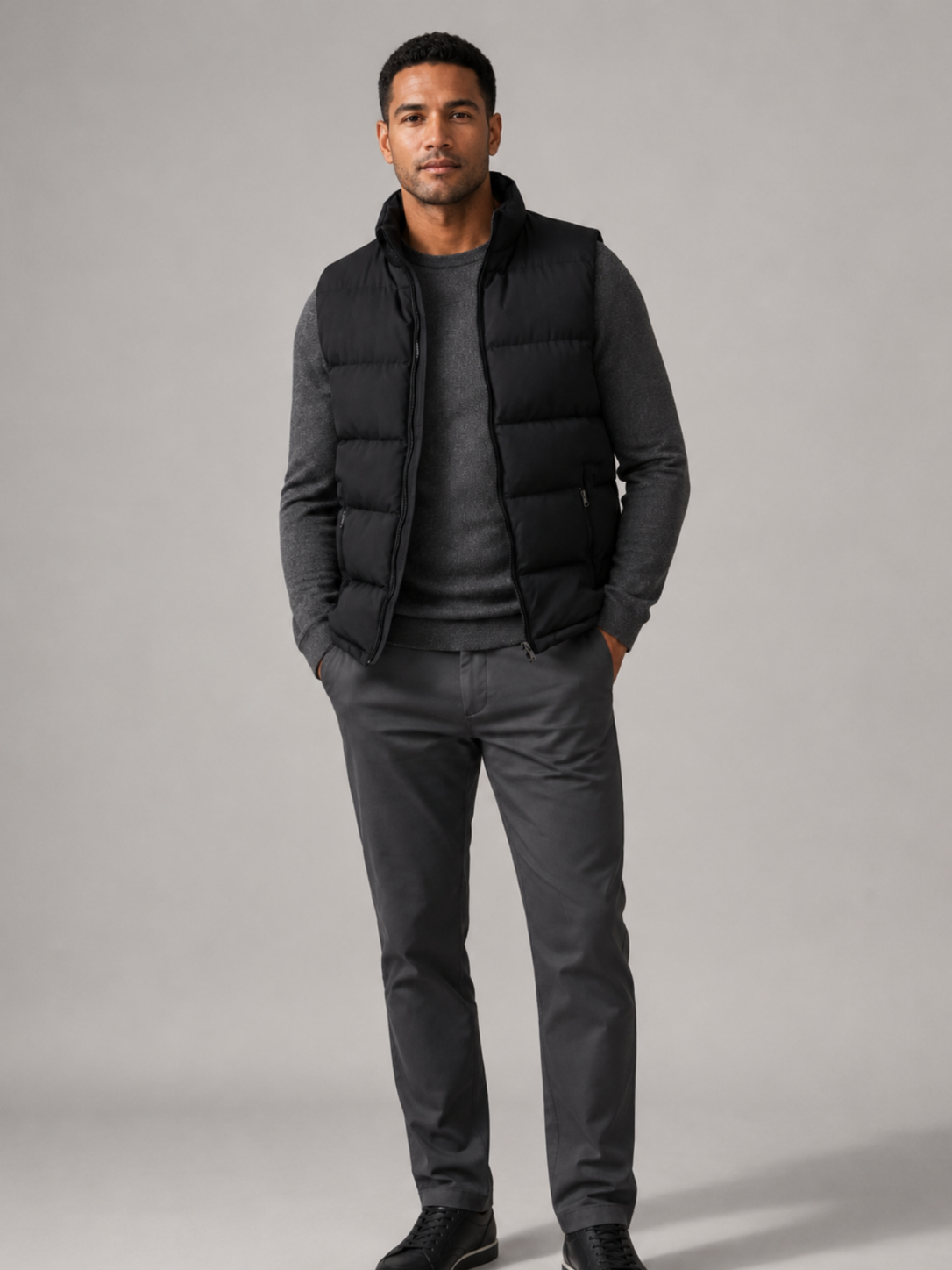 Men’s Quilted Bodywarmer Jacket with Zip Closure and Side Pockets