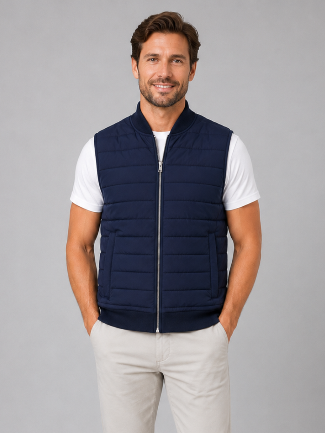 Men’s Quilted Gilet Jacket with Full Zip Closure