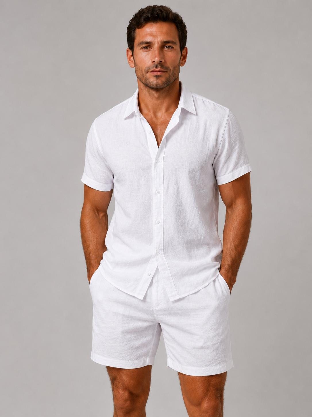 Men’s Shirt and Shorts Set with Short Sleeves
