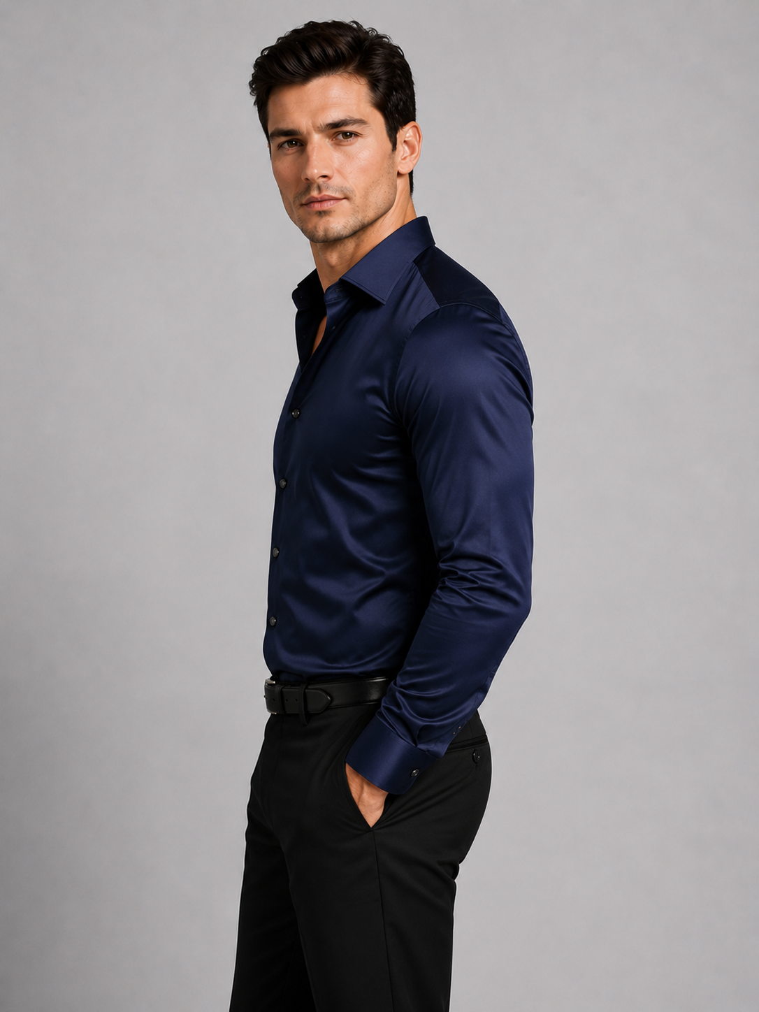 Men’s Button-Front Shirt with Long Sleeves