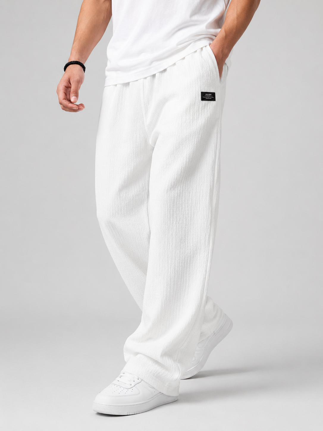 Men’s Straight-Leg Pants with Badge Detail