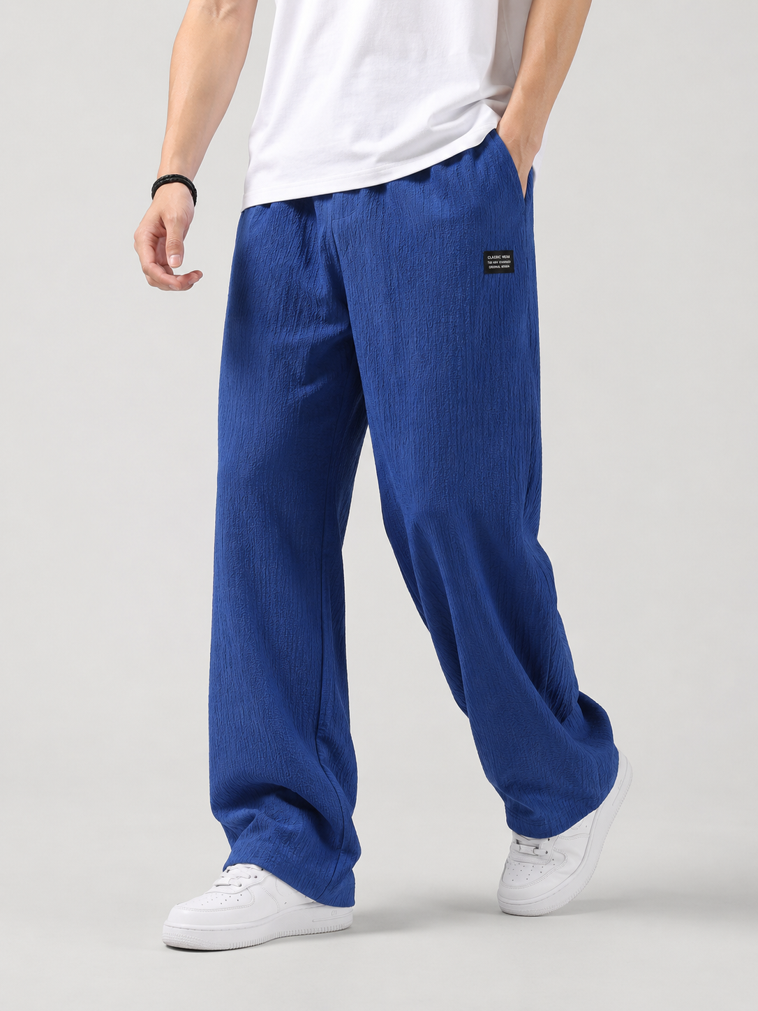 Men’s Straight-Leg Pants with Badge Detail