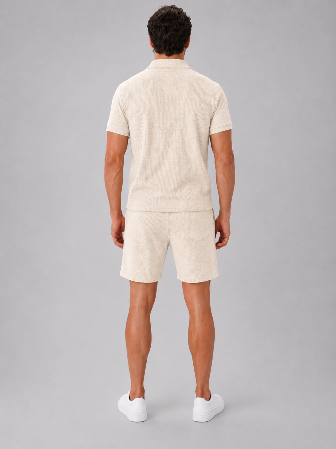 Men’s Polo and Shorts Set with Zip Collar