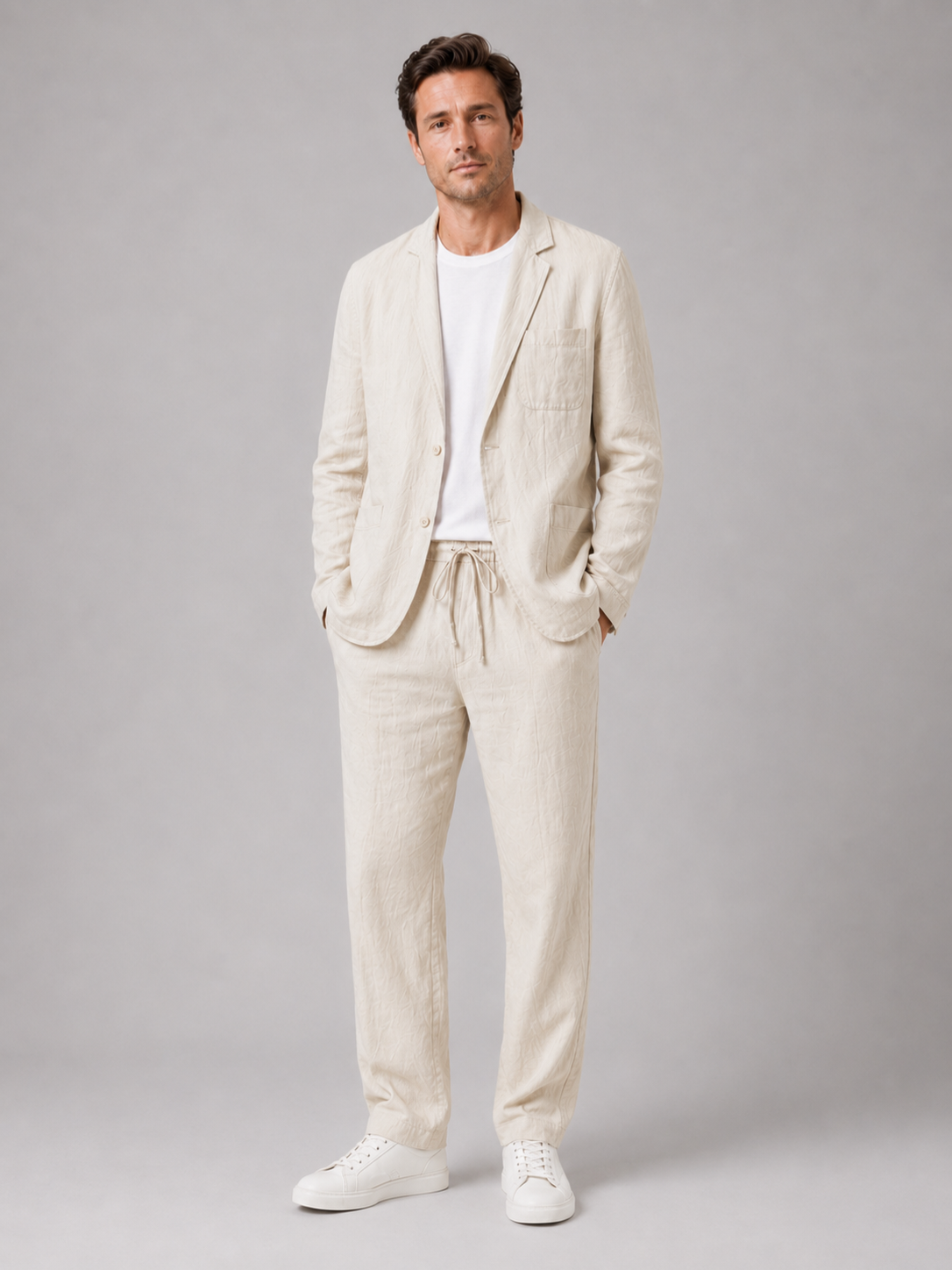 Men’s Two-Piece Set with Drawstring Trousers