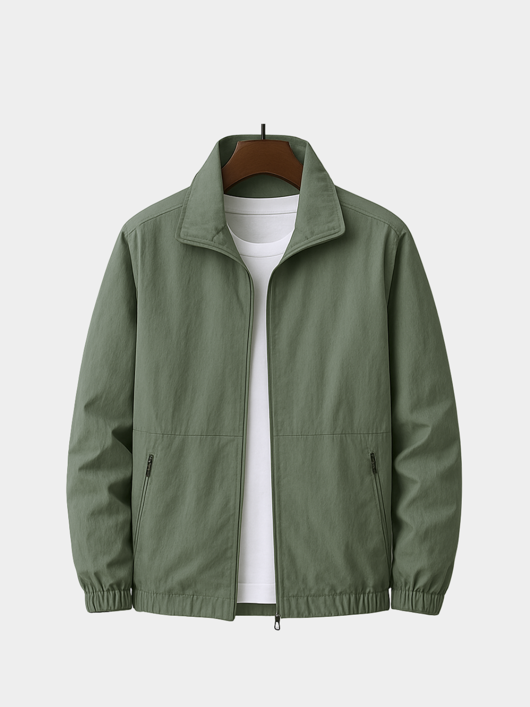Men’s Summer Zip Front Jacket with Stand Collar