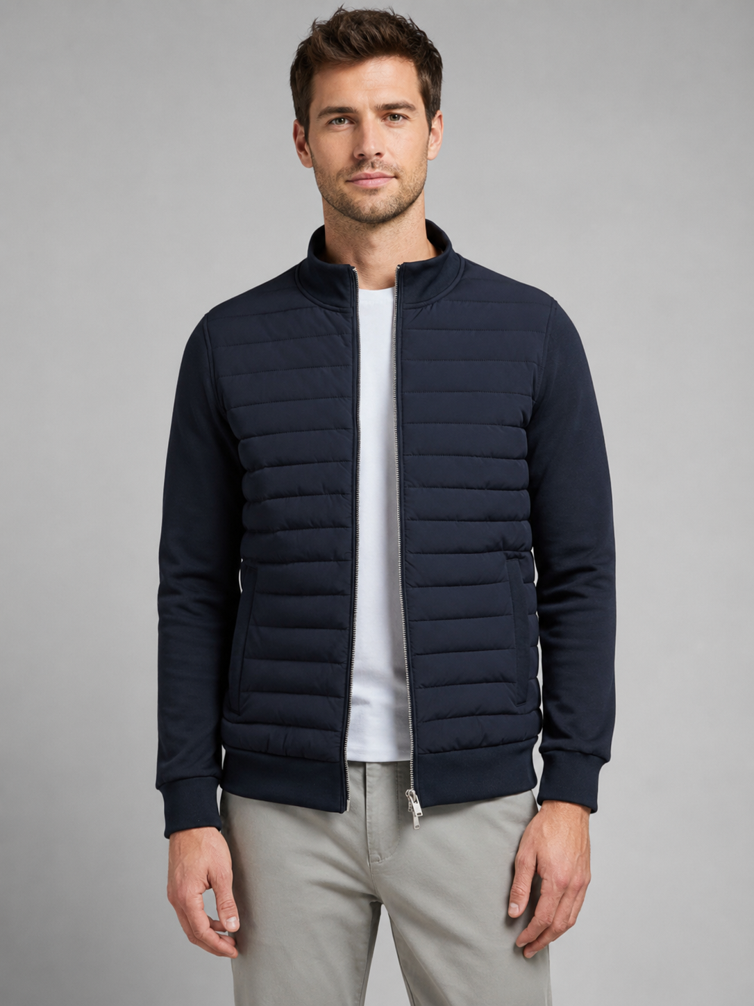 Men’s Zip Jacket with Padded Front Panels