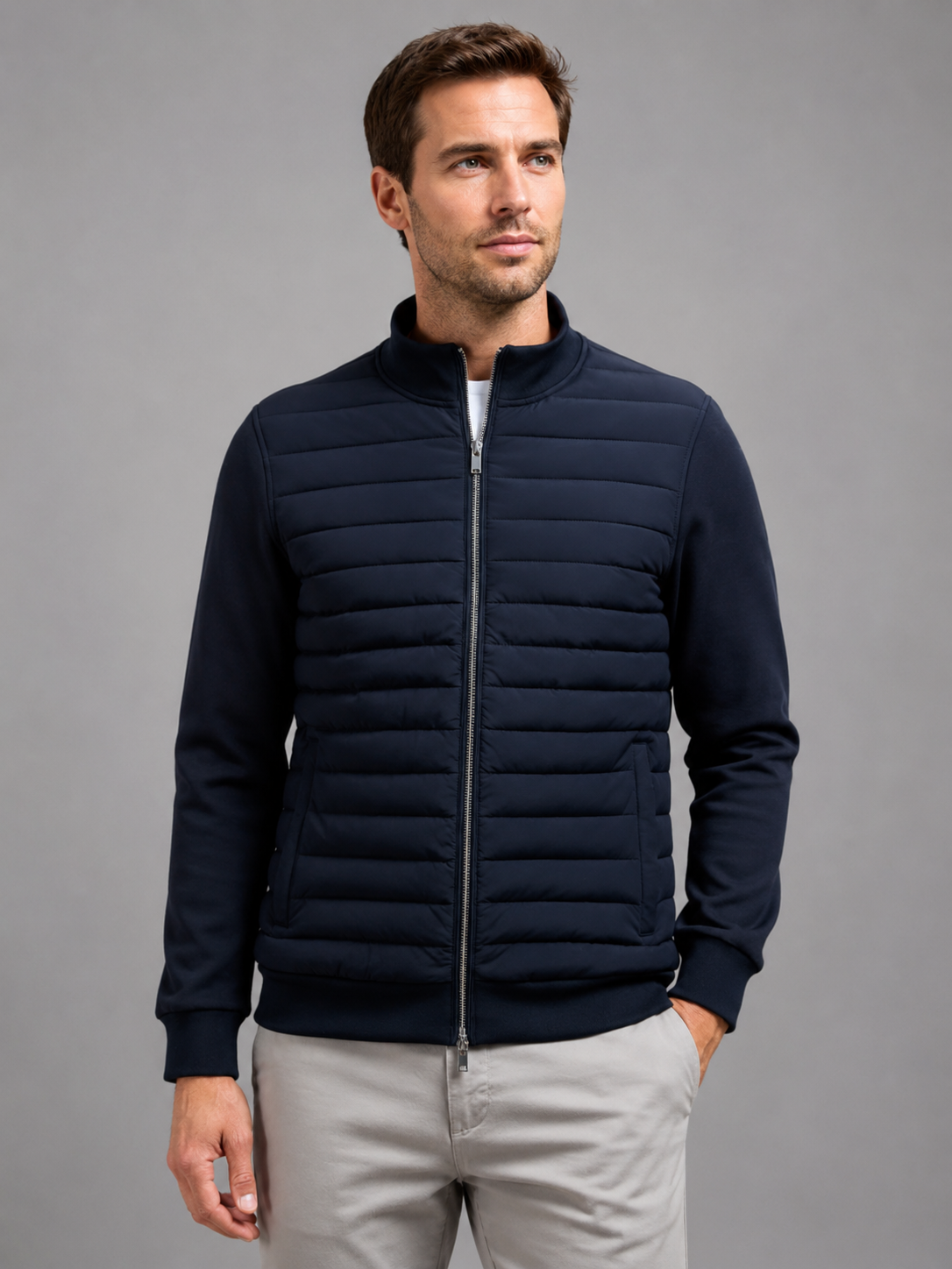 Men’s Zip Jacket with Padded Front Panels