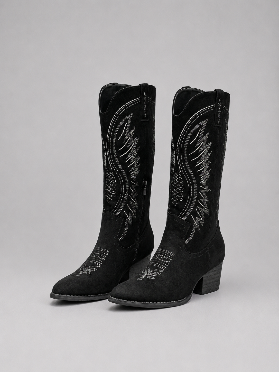 Women’s Cowboy Boots with Embroidered Knee-High Shaft