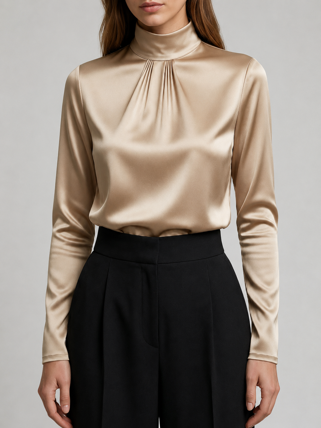 Women’s High Neck Blouse with Long Sleeves
