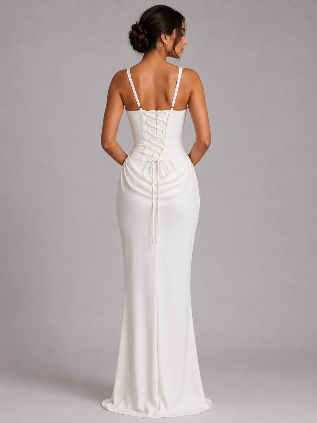 Women’s Maxi Dress with Square Neck and Draped Waist