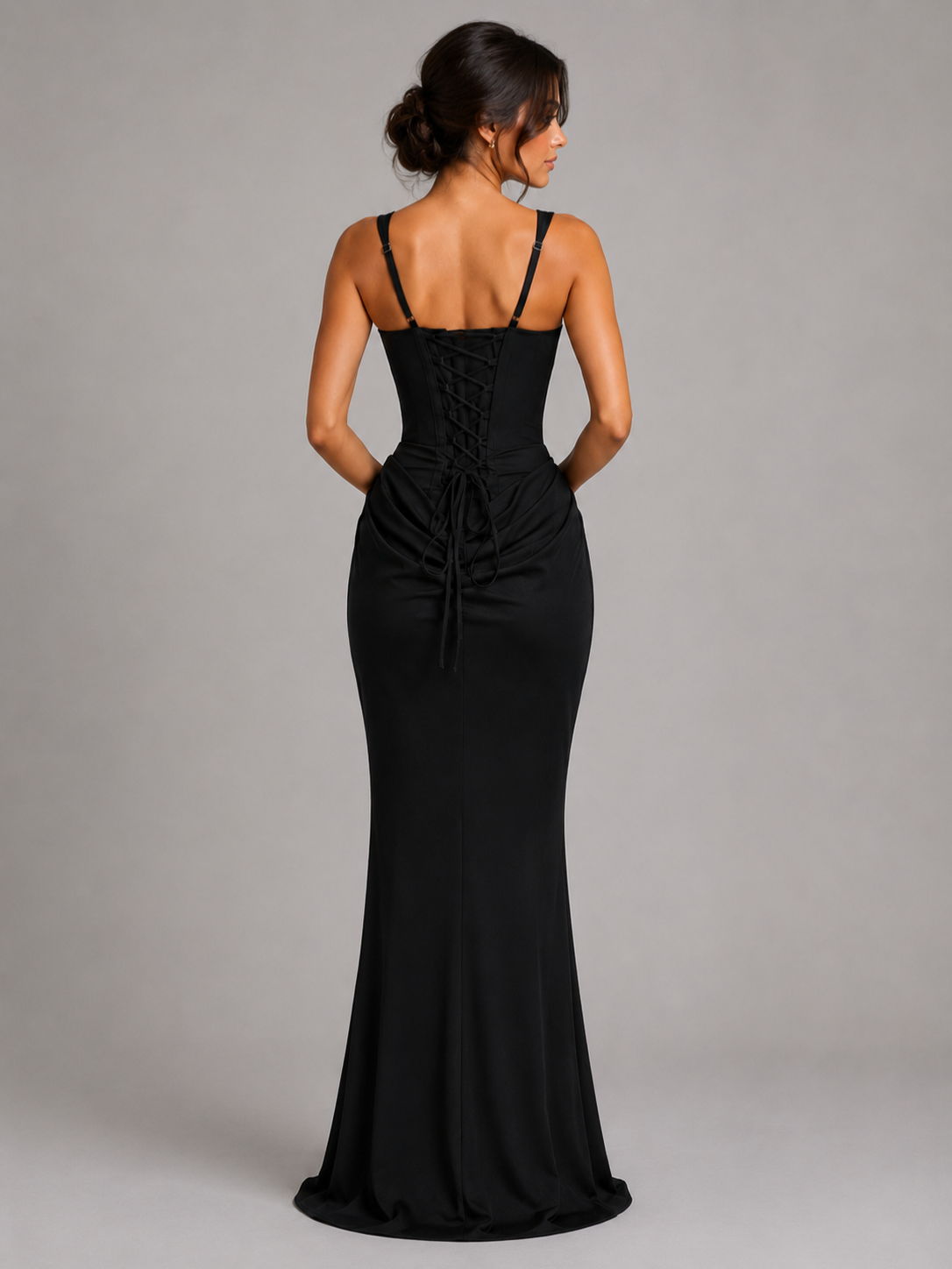Women’s Maxi Dress with Square Neck and Draped Waist