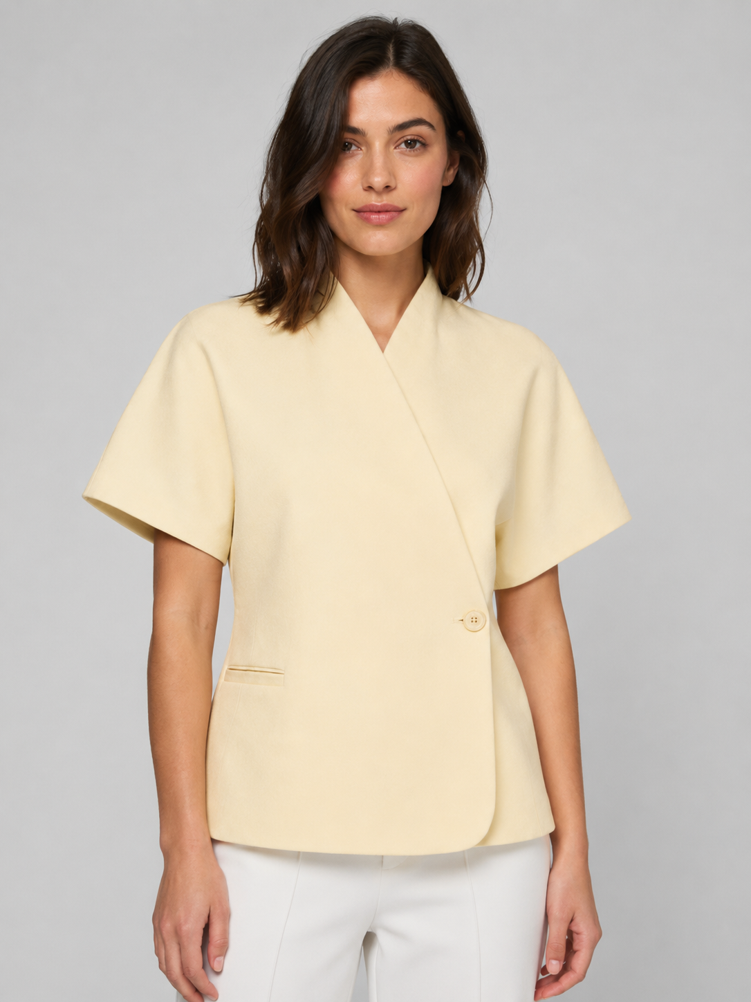 Women’s Short Sleeve Blazer with V-Neck