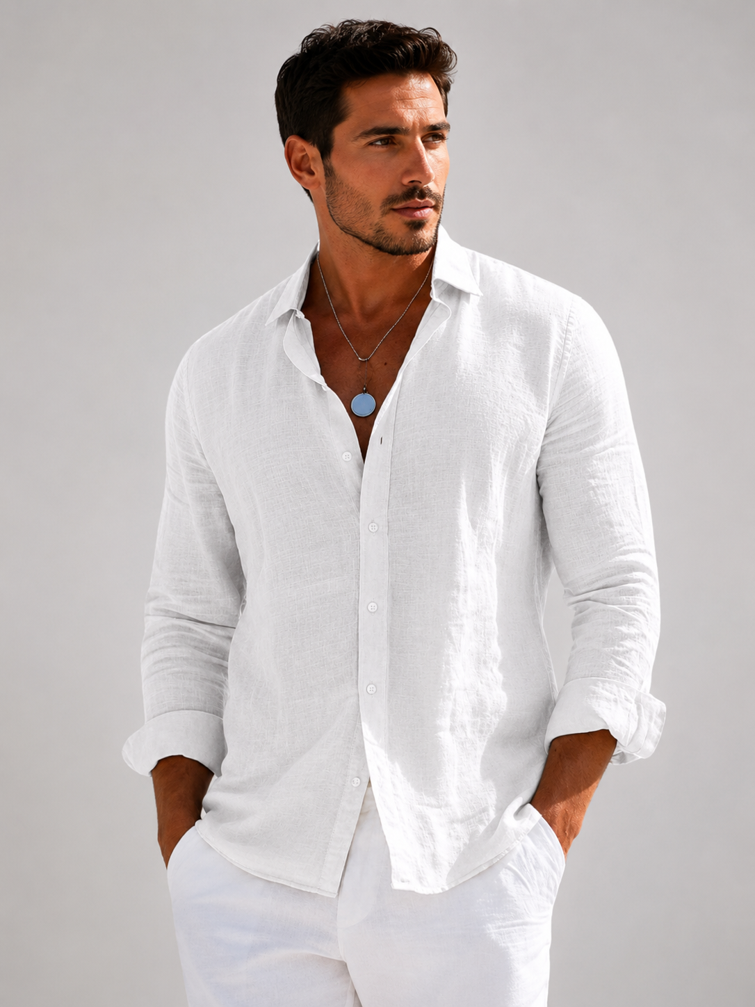 Men’s Blend Long Sleeve Shirt with Button Closure