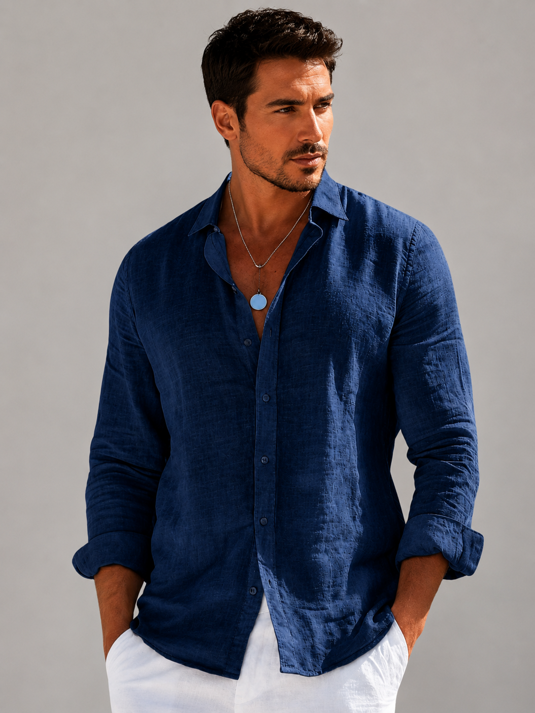 Men’s Blend Long Sleeve Shirt with Button Closure