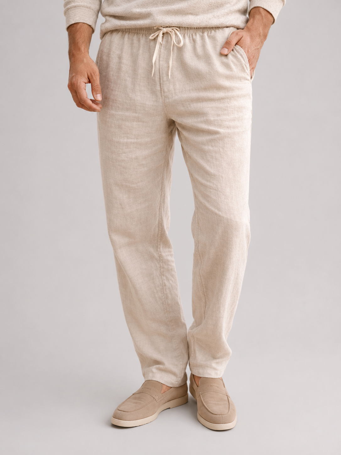 Men’s Drawstring Pants with Elastic Waist and Side Pockets