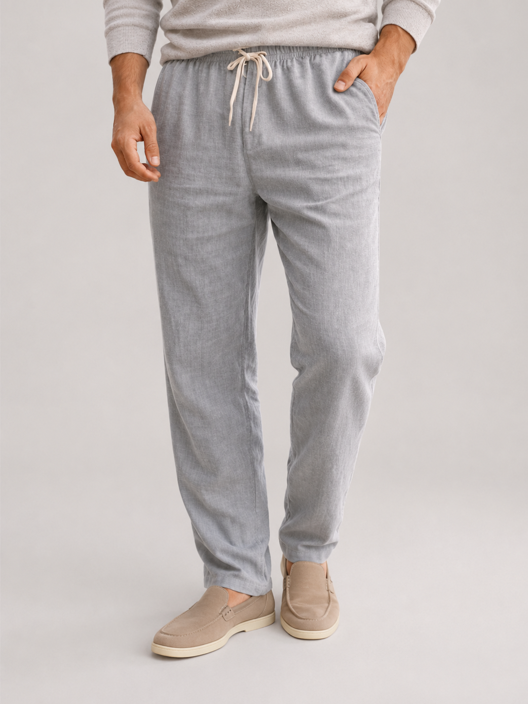 Men’s Drawstring Pants with Elastic Waist and Side Pockets