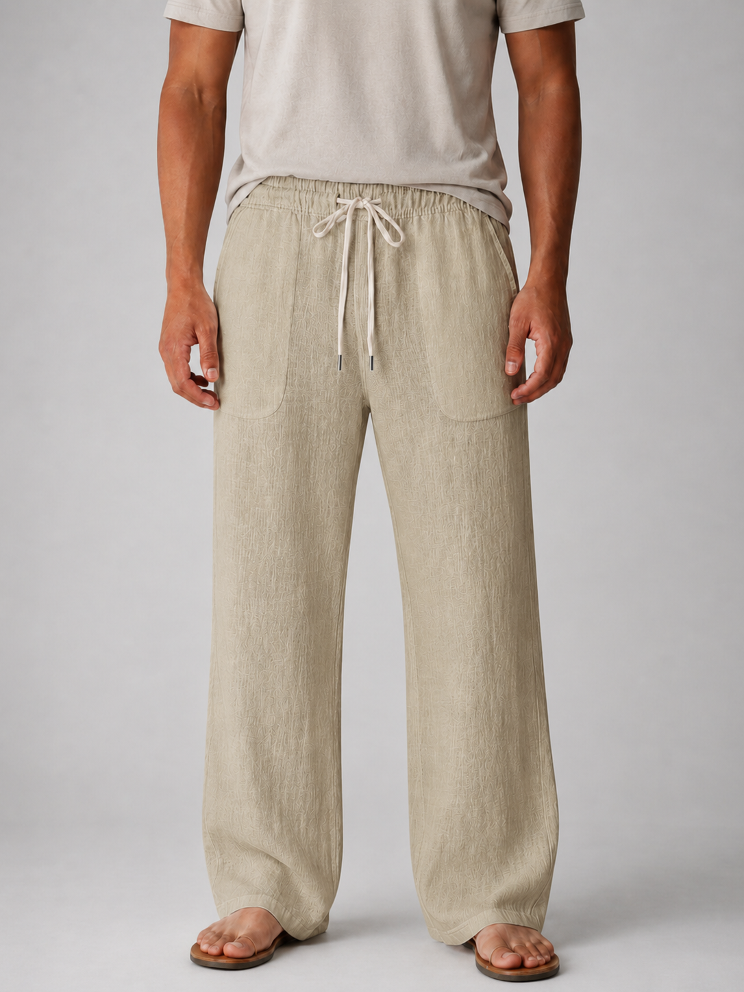 Men’s Drawstring Waist Straight Leg Pants