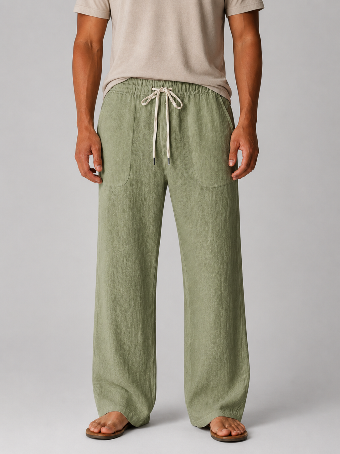 Men’s Drawstring Waist Straight Leg Pants