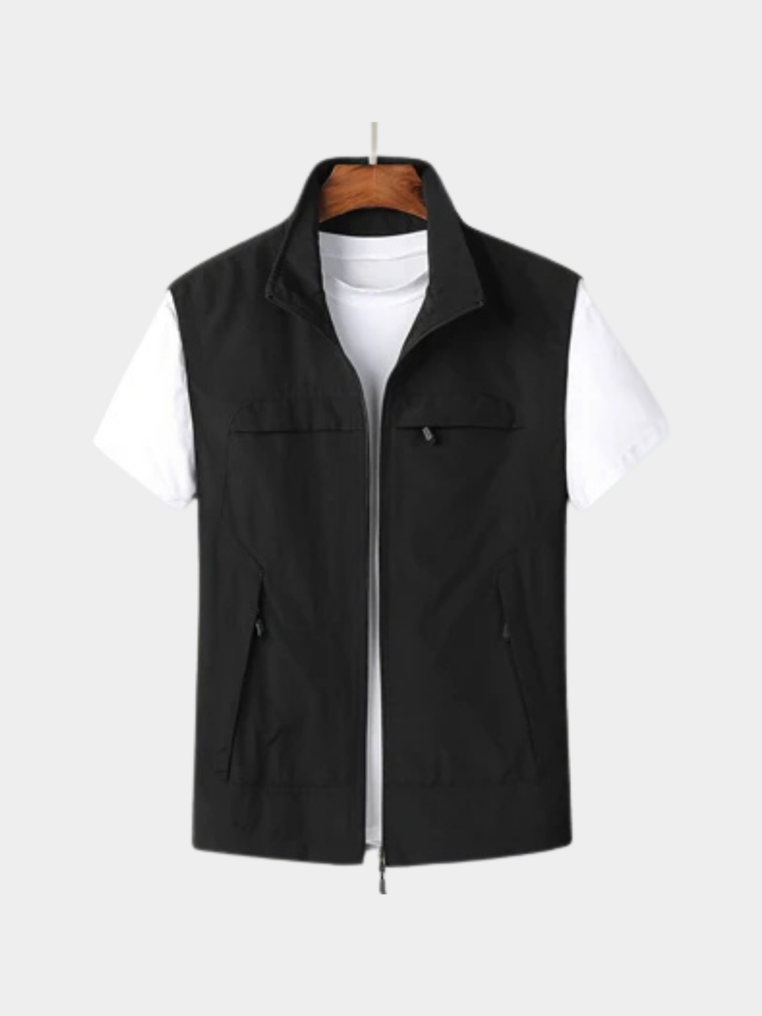 Men’s Gilet Jacket with Zipper and Multiple Pockets