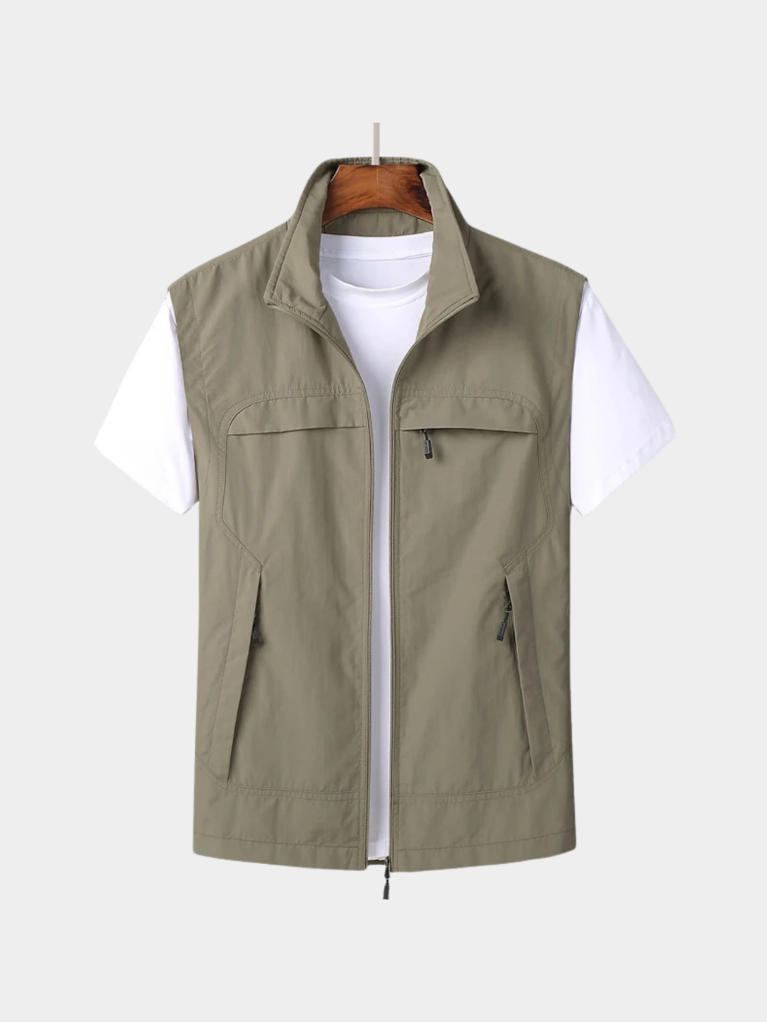 Men’s Gilet Jacket with Zipper and Multiple Pockets
