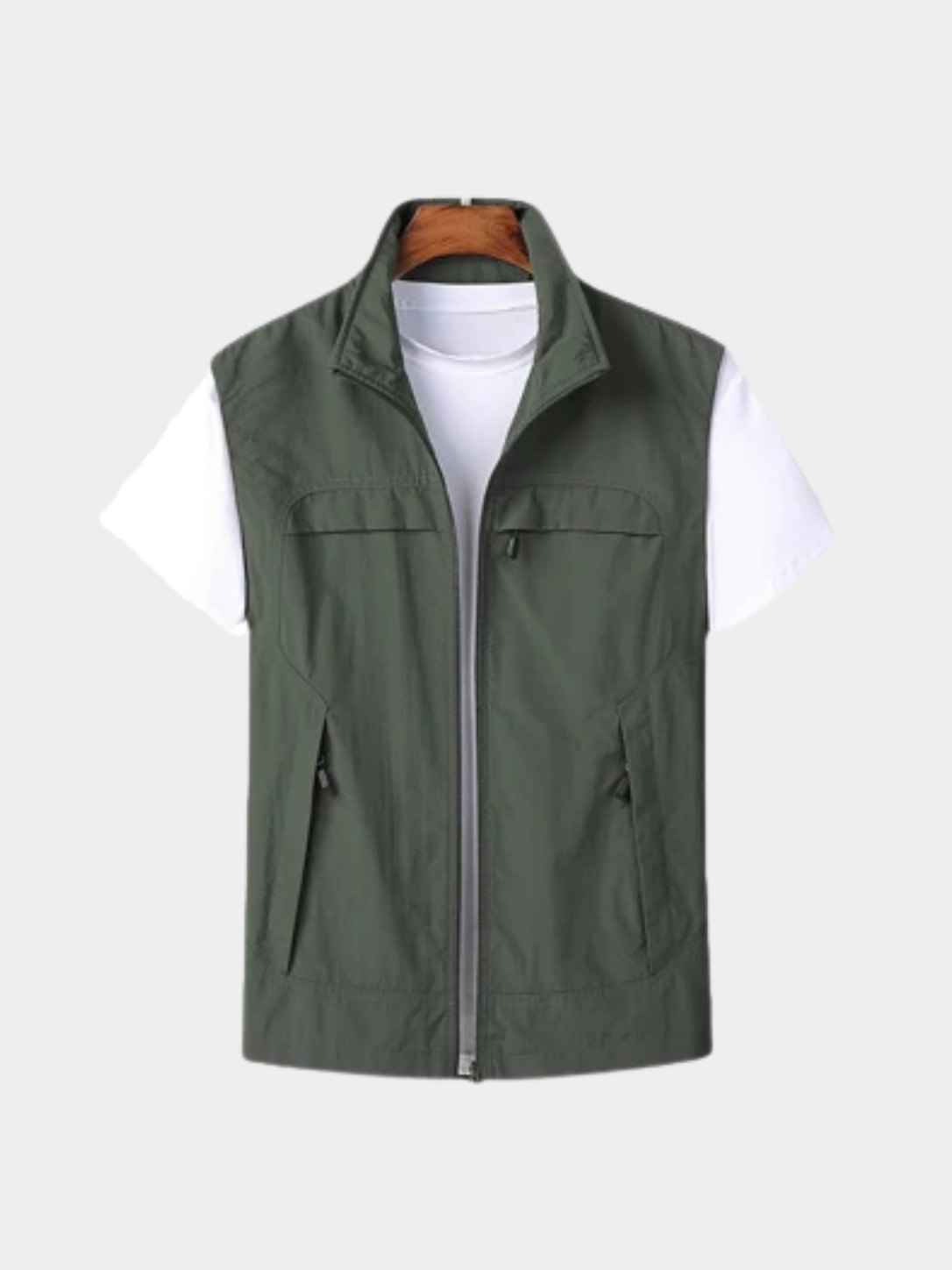 Men’s Gilet Jacket with Zipper and Multiple Pockets