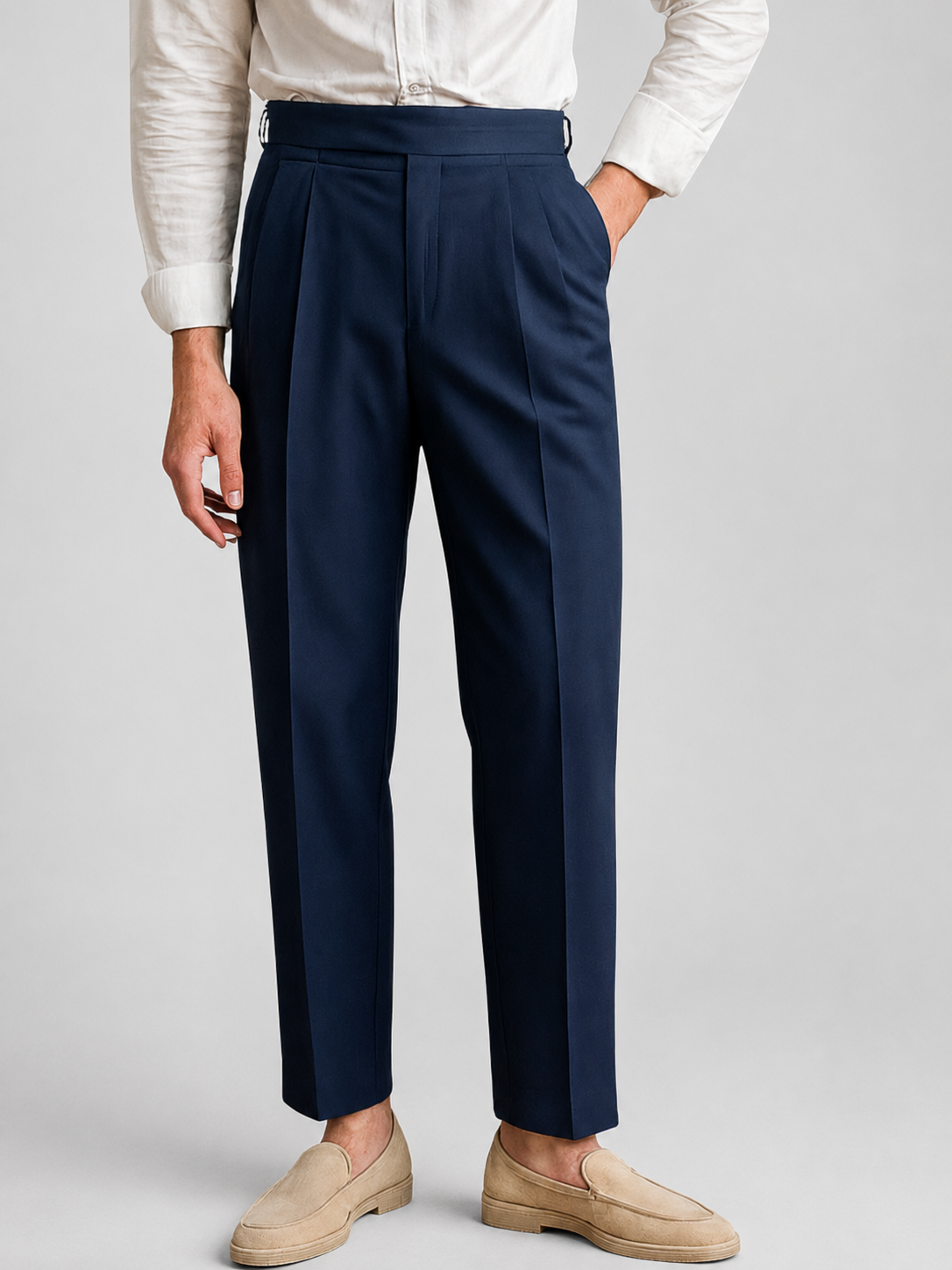 Men’s High-Waist Pants with Slim Fit and Tapered Leg