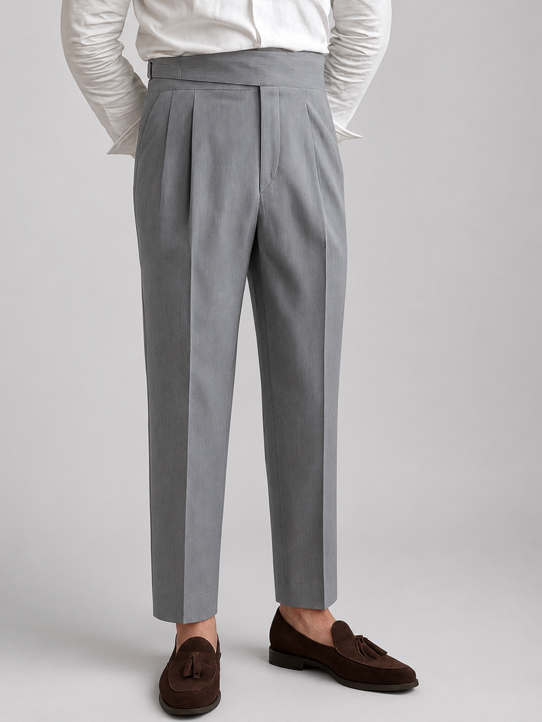 Men’s High-Waist Pants with Slim Fit and Tapered Leg