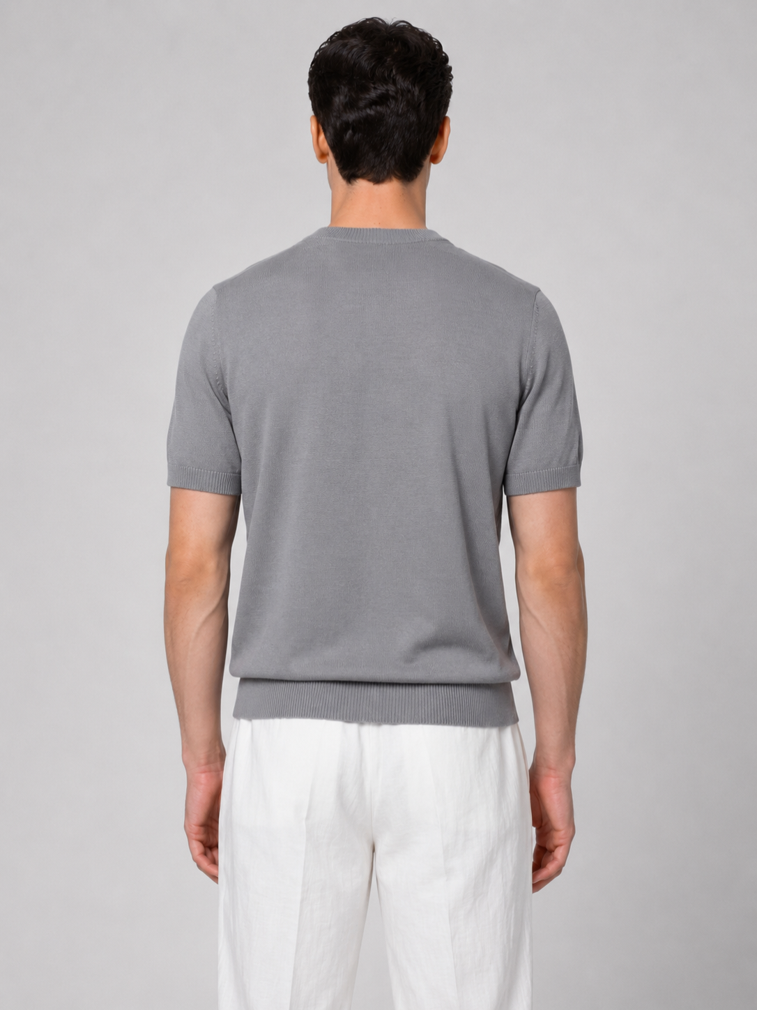 Men’s Knitted Shirt with Ribbed Trim