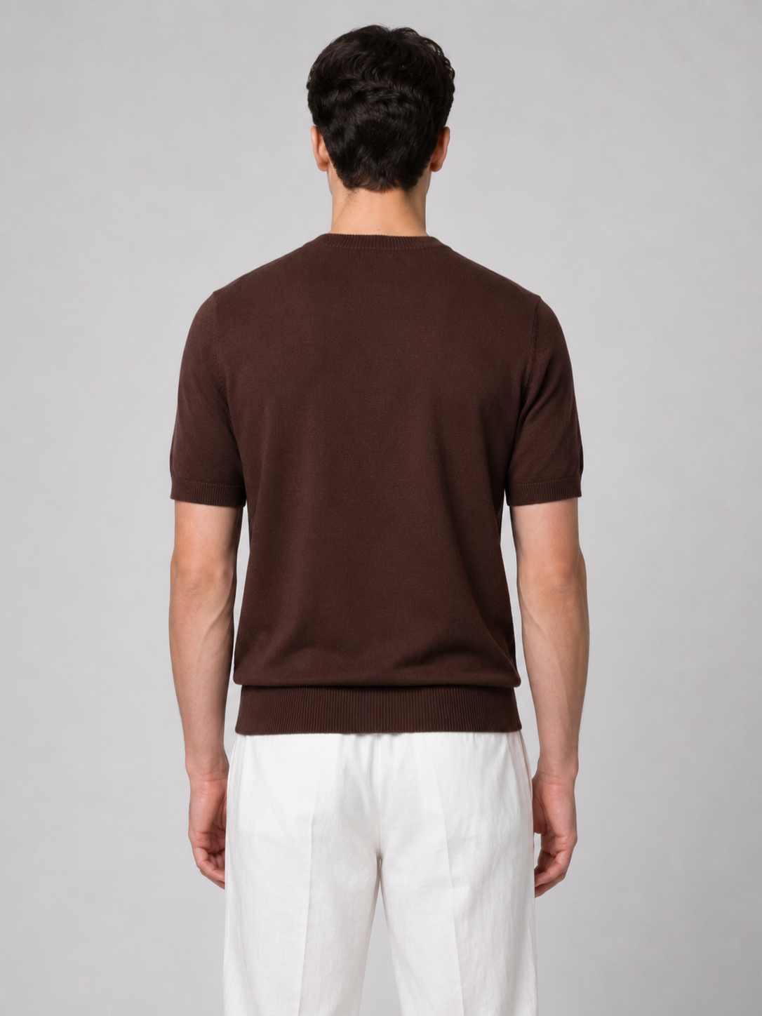 Men’s Knitted Shirt with Ribbed Trim