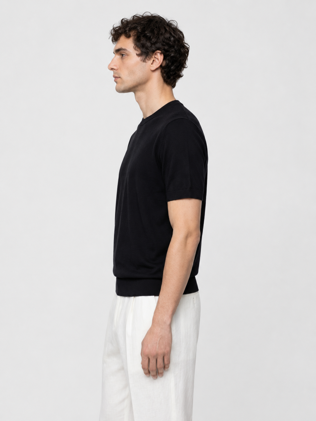 Men’s Knitted Shirt with Ribbed Trim