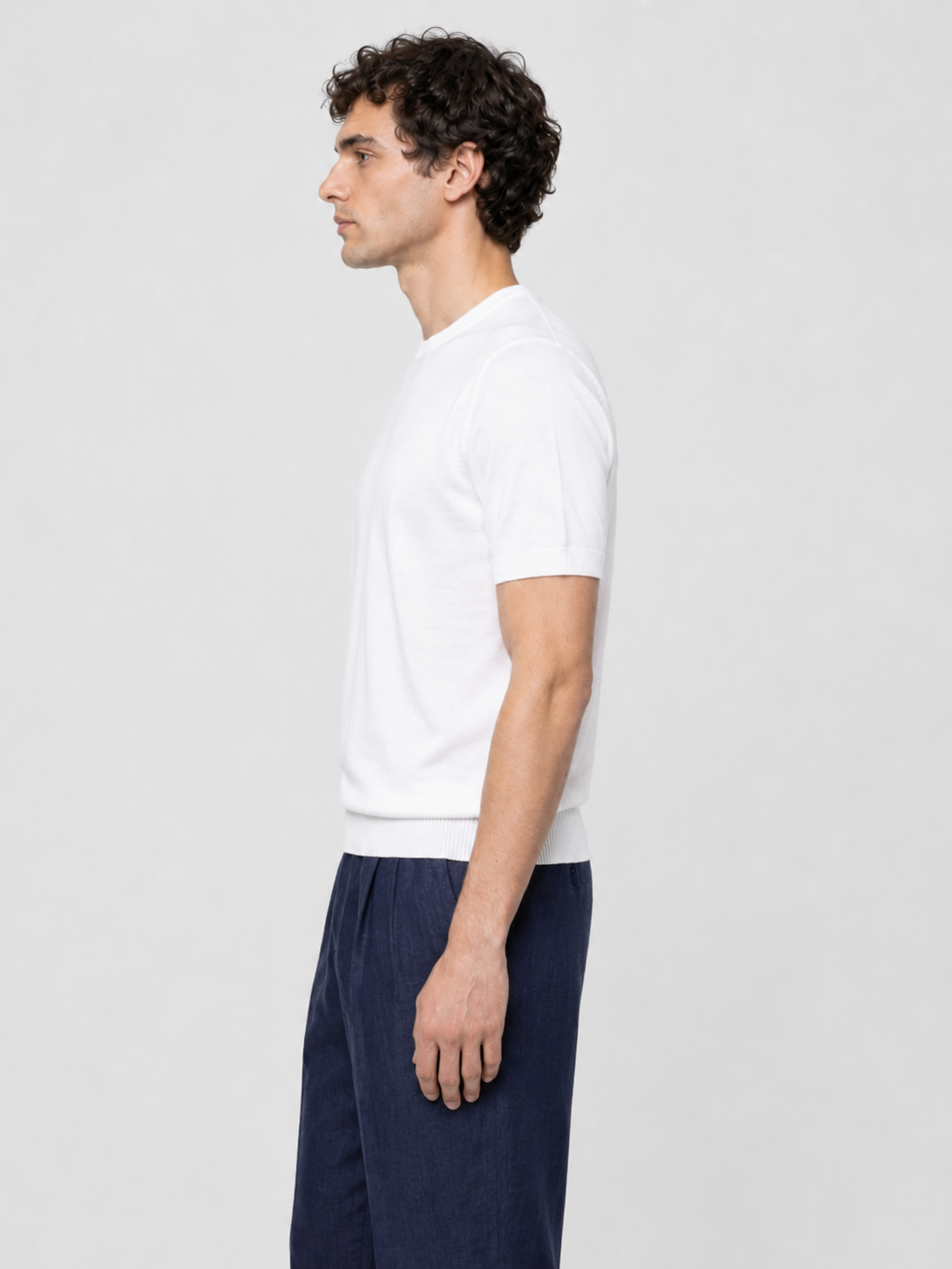 Men’s Knitted Shirt with Ribbed Trim