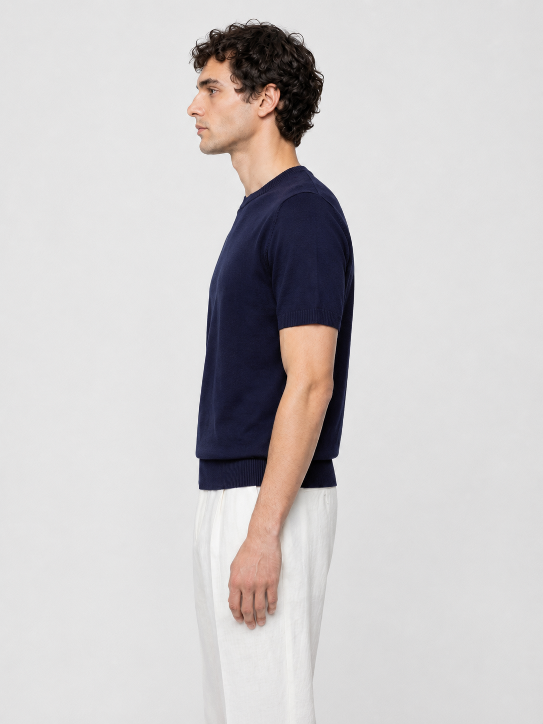 Men’s Knitted Shirt with Ribbed Trim