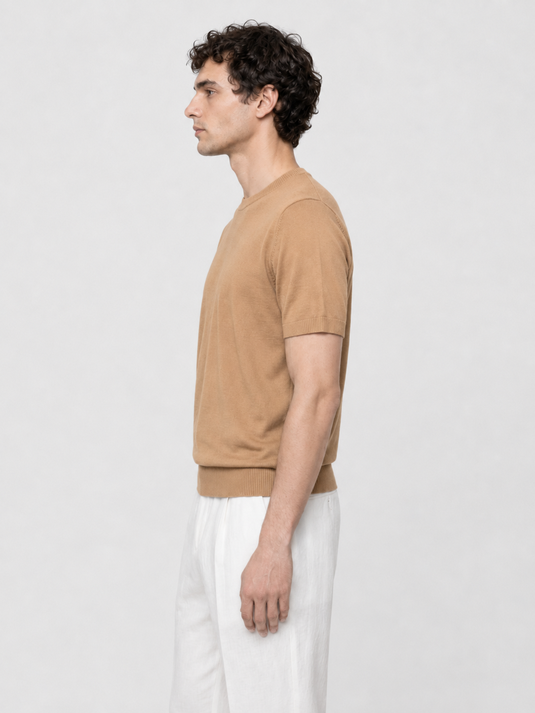 Men’s Knitted Shirt with Ribbed Trim