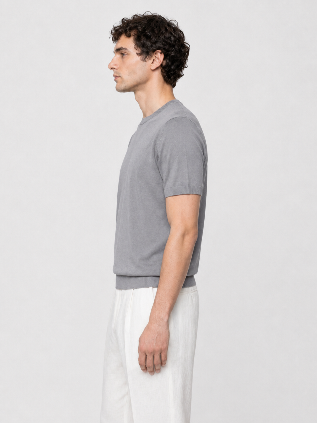 Men’s Knitted Shirt with Ribbed Trim