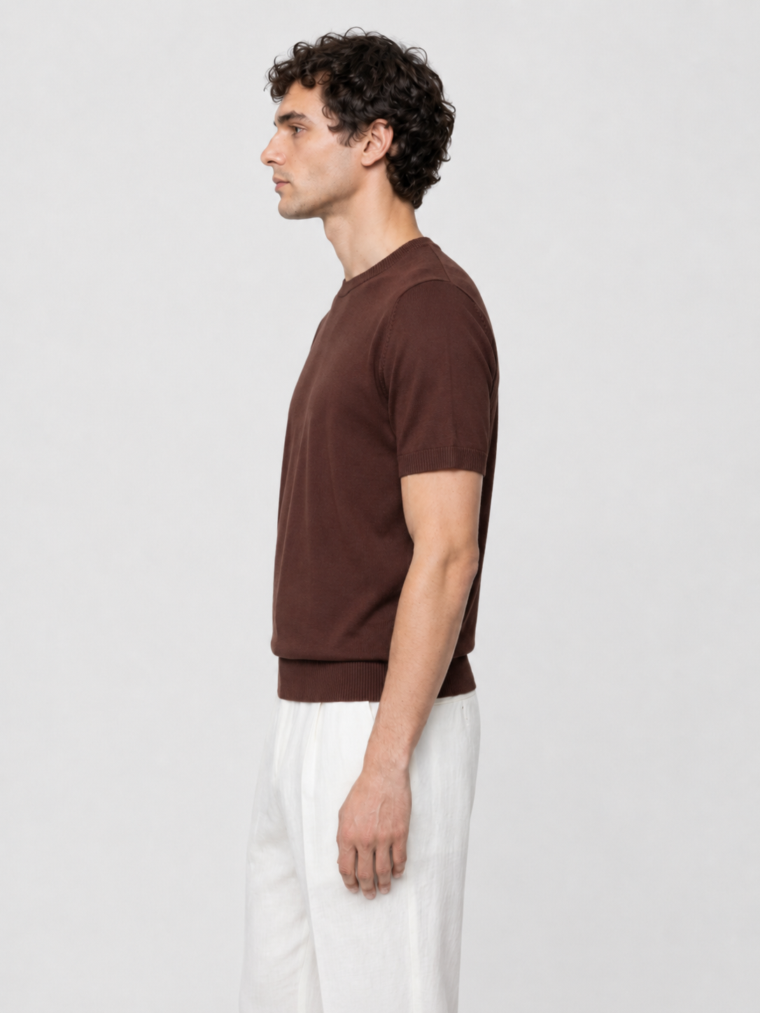 Men’s Knitted Shirt with Ribbed Trim