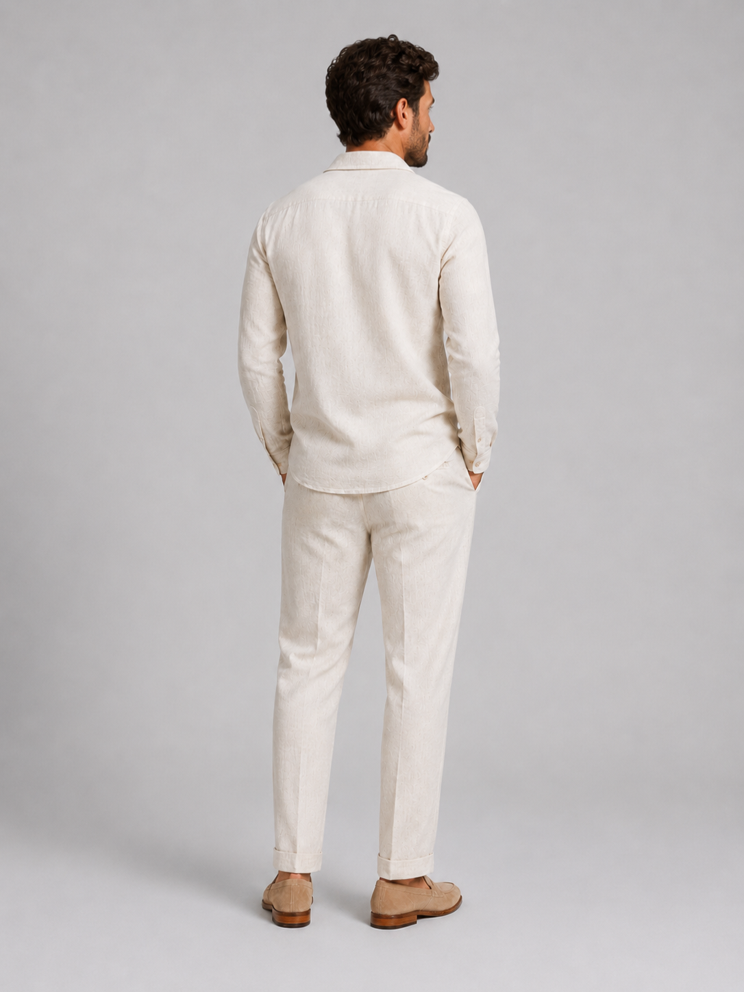 Men’s Shirt and Trousers Set with Button-Front Shirt