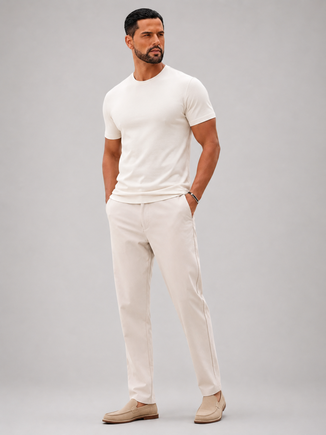 Men’s Pants with Elastic Waistband and Relaxed Fit