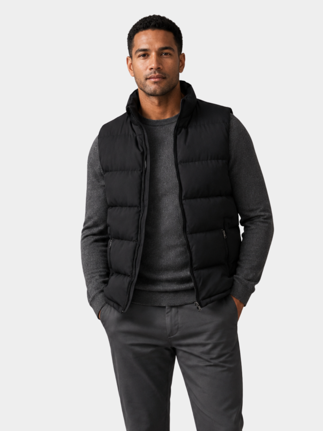 Men’s Quilted Bodywarmer Jacket with Zip Closure and Side Pockets