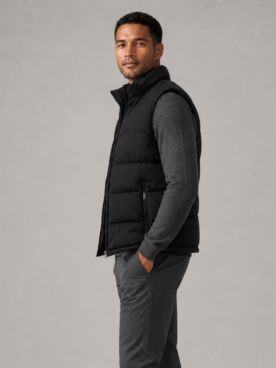 Men’s Quilted Bodywarmer Jacket with Zip Closure and Side Pockets