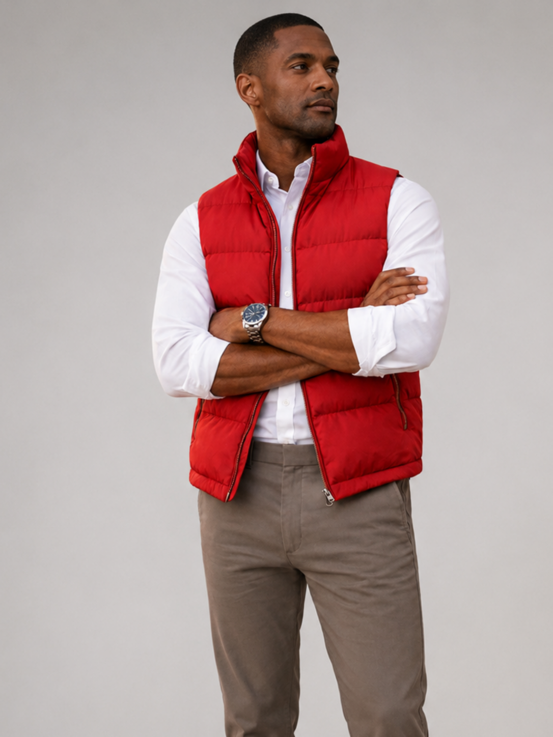 Men’s Quilted Bodywarmer Jacket with Zip Closure and Side Pockets