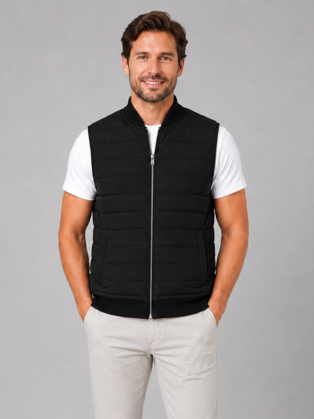 Men’s Quilted Gilet Jacket with Full Zip Closure