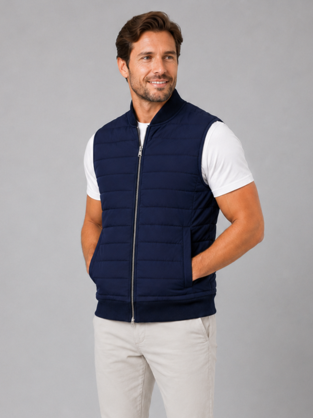 Men’s Quilted Gilet Jacket with Full Zip Closure