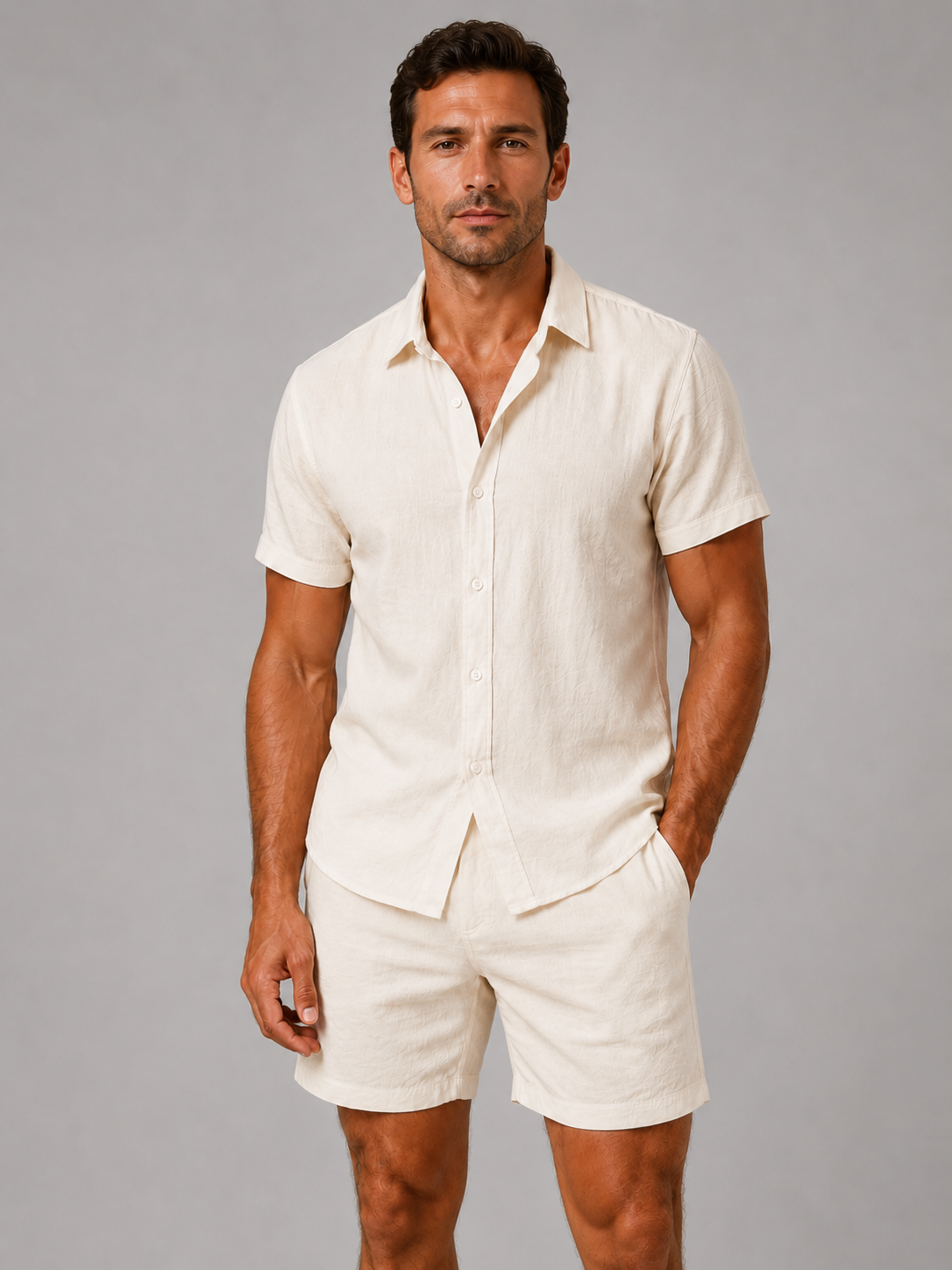 Men’s Shirt and Shorts Set with Short Sleeves