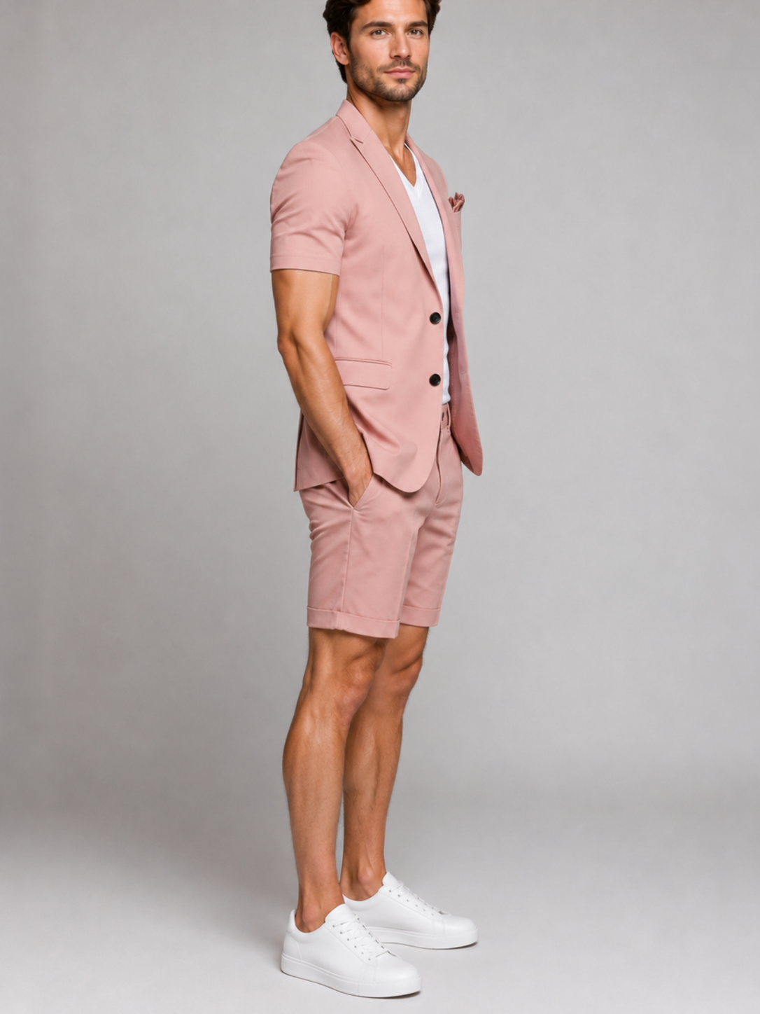 Men’s Short Sleeve Blazer and Shorts Set