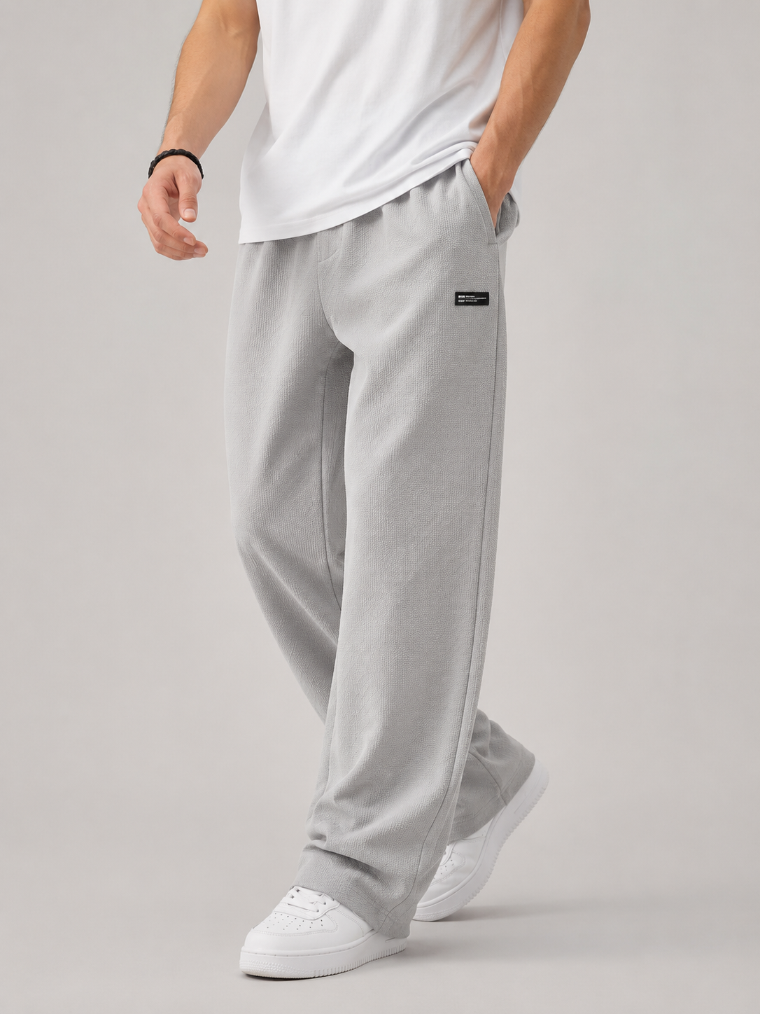 Men’s Straight-Leg Pants with Badge Detail